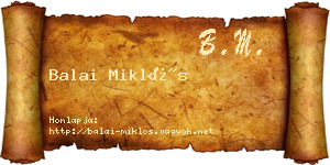Balai Miklós névjegykártya